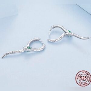925 Sterling Silver Snake Hoop Earrings